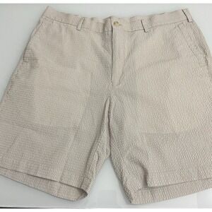 Peter Millar Men's Beige Seersucker‎ Stripe Featherweight Golf Shorts Size 36